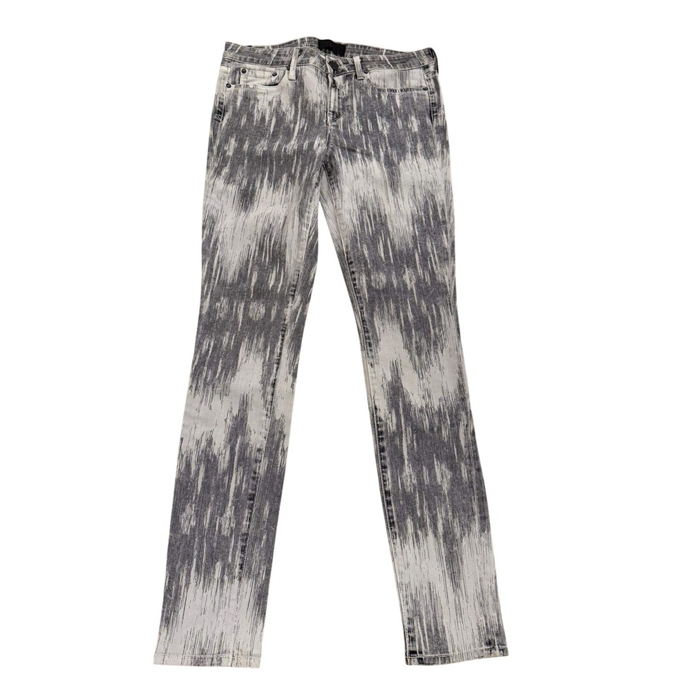 Vince Dylan Skinny Jeans Beat Down White Grey Ikat Abstract Print Size 28